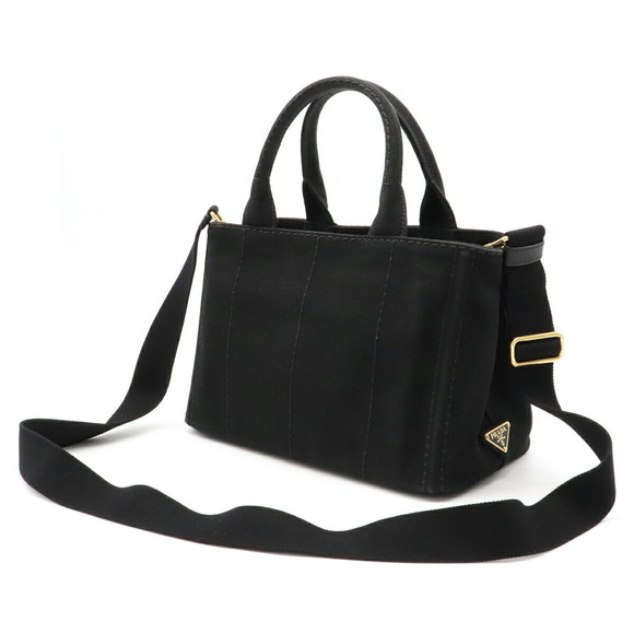 Prada Canapa Canvas Tote Nero 2WAY Bag Black - Picture 1 of 8